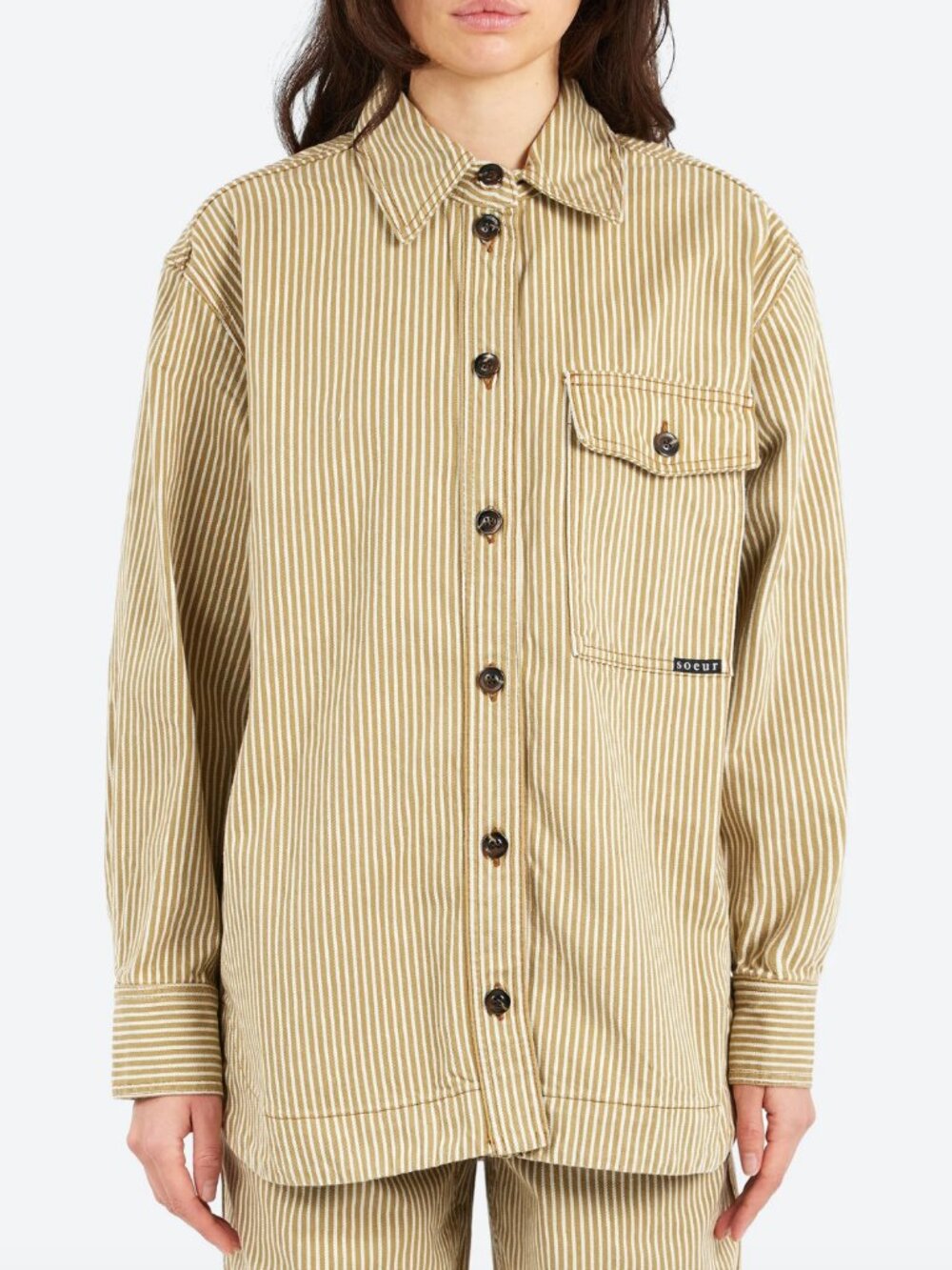 Soeur Striped Oversized Work Jacket